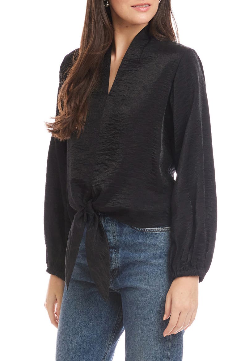 Scarlet Tie Front Top, Main, color, BLACK