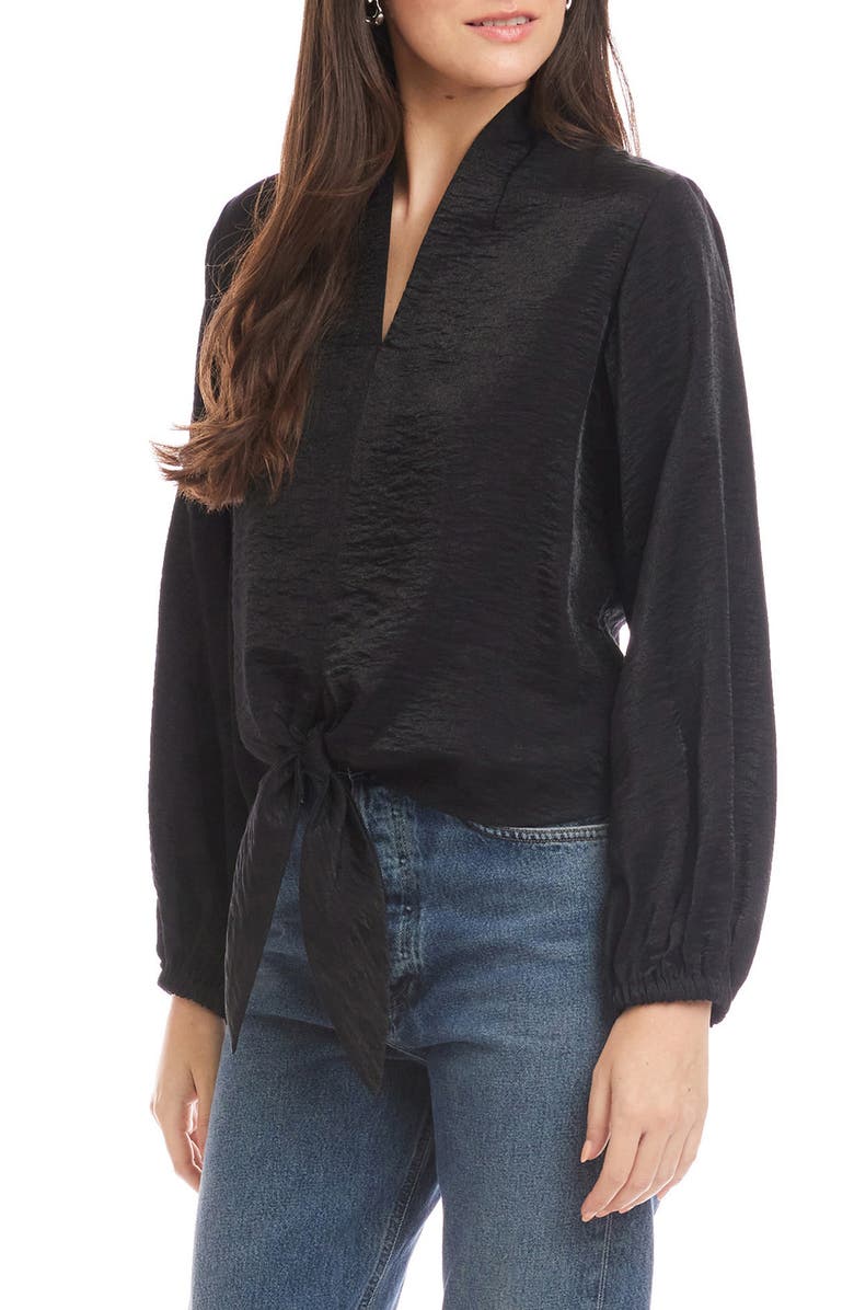 FIFTEEN TWENTY Scarlet Tie Front Top, Main, color, Black