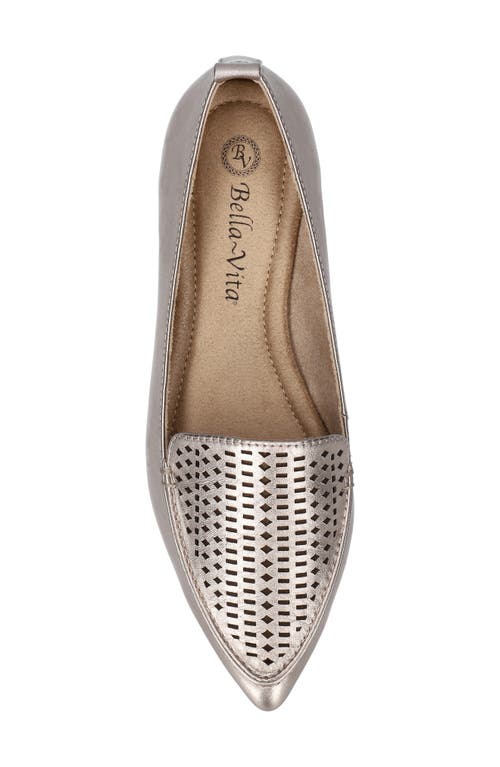 Bella Vita Alessi Perforated Pointed Toe Flat In Champagne Leather