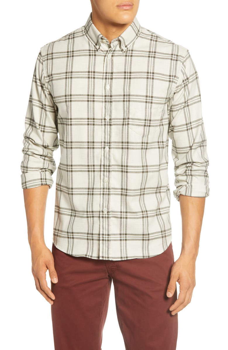 Billy Reid Plaid Regular Fit Cotton Shirt, Main, color, 
