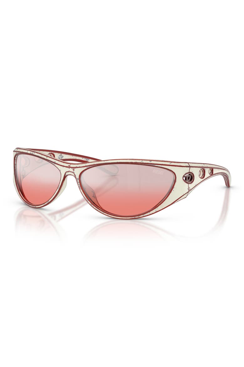 63mm Oversize Cat Eye Sunglasses, Alternate, color, WHITE BARRELING RED/ RED