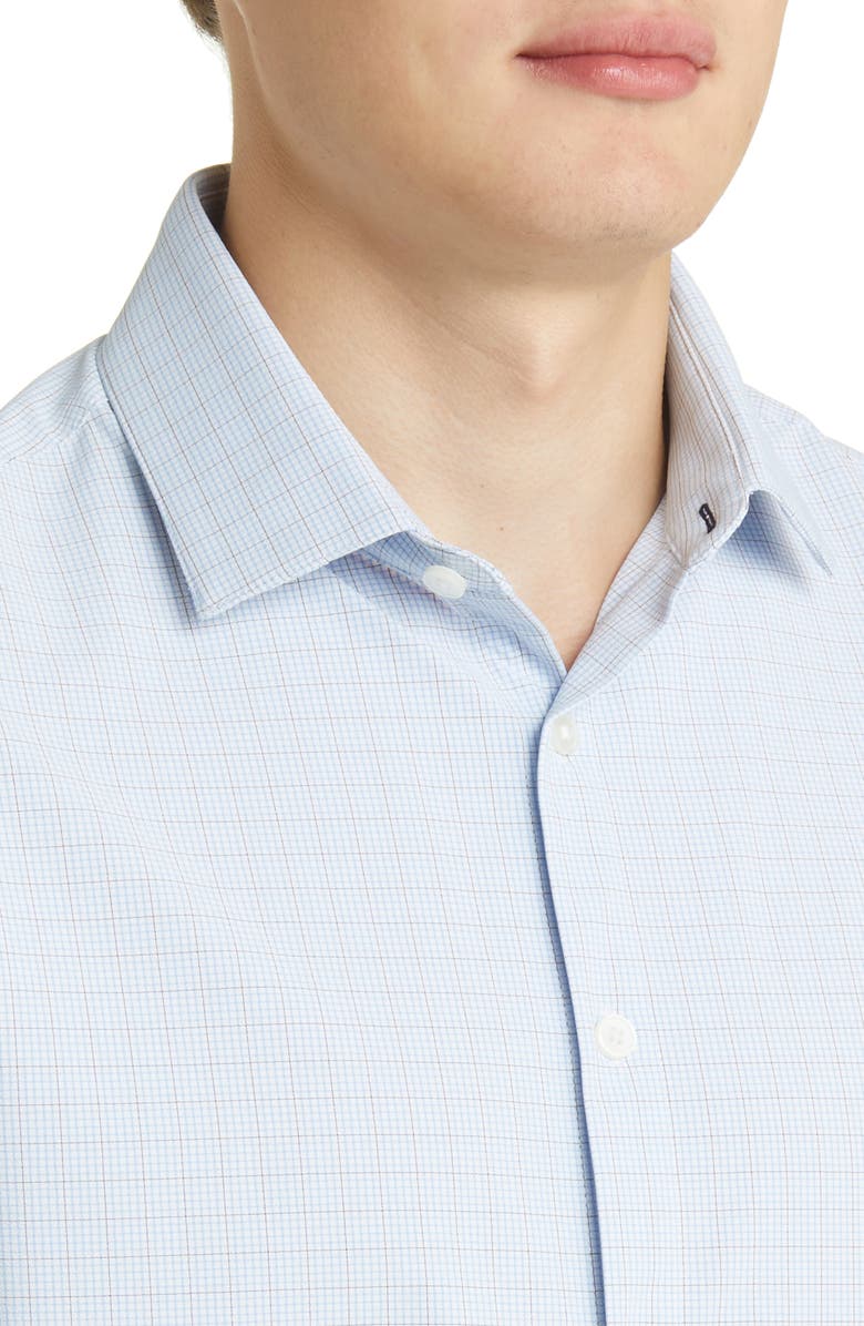 Mizzen+Main Leeward Trim Fit Check Print Button-Up Shirt, Alternate, color, Light Blue Mini Plaid