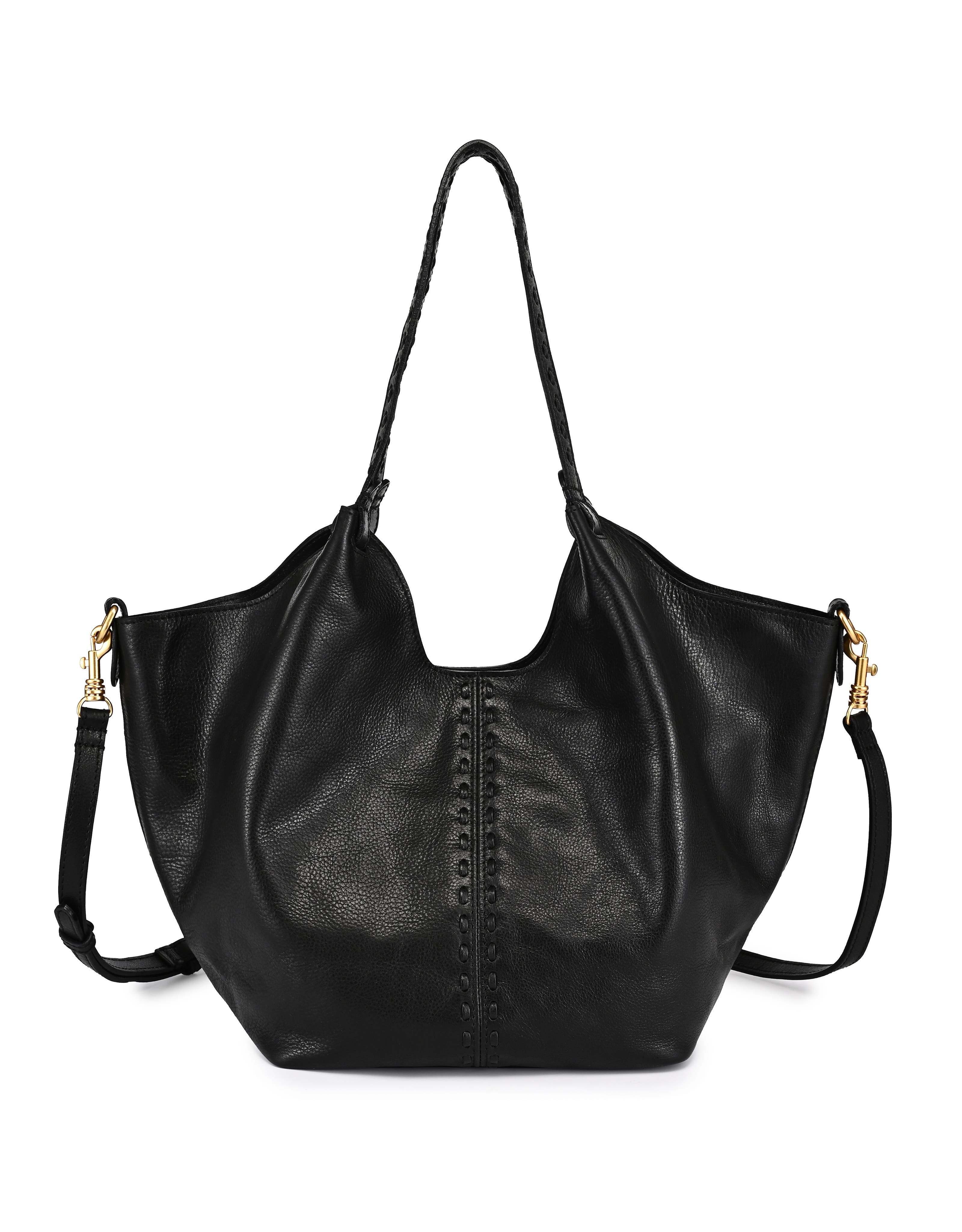 OLD TREND Magnolia Genuine Leather Handwoven Convertible Tote, Main, color, Black