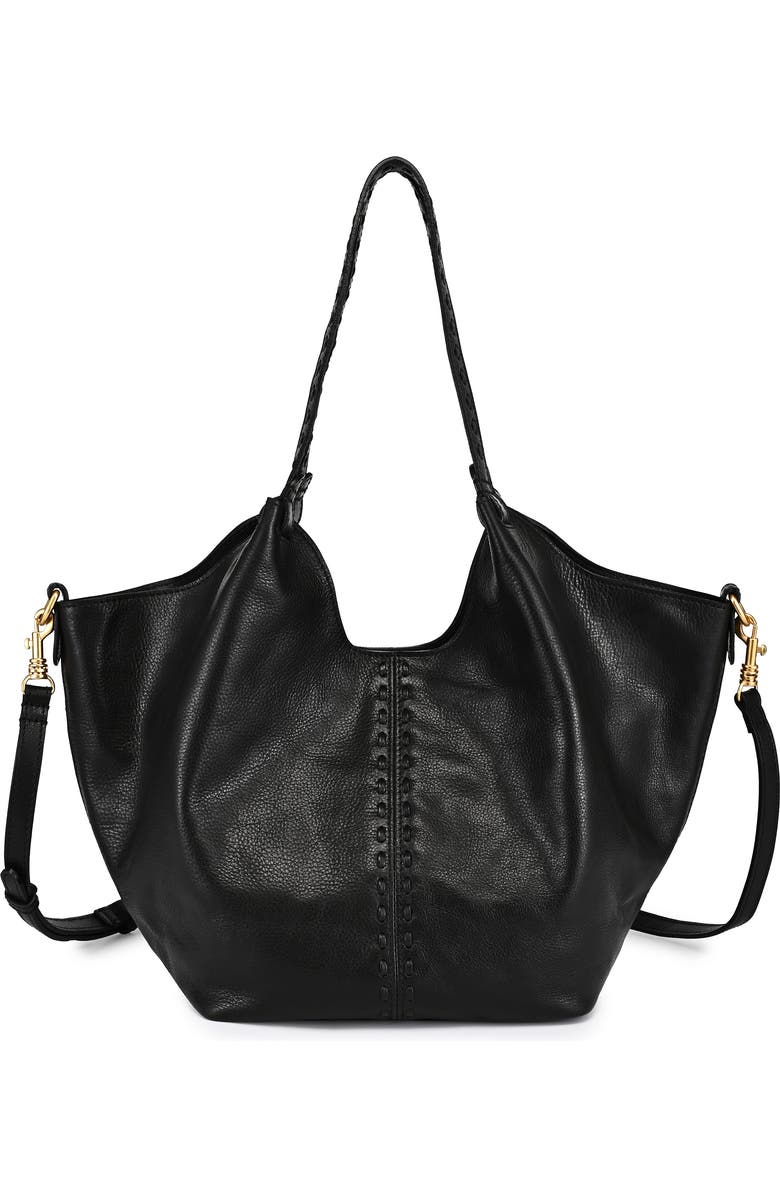 OLD TREND Magnolia Genuine Leather Handwoven Convertible Tote, Main, color, Black