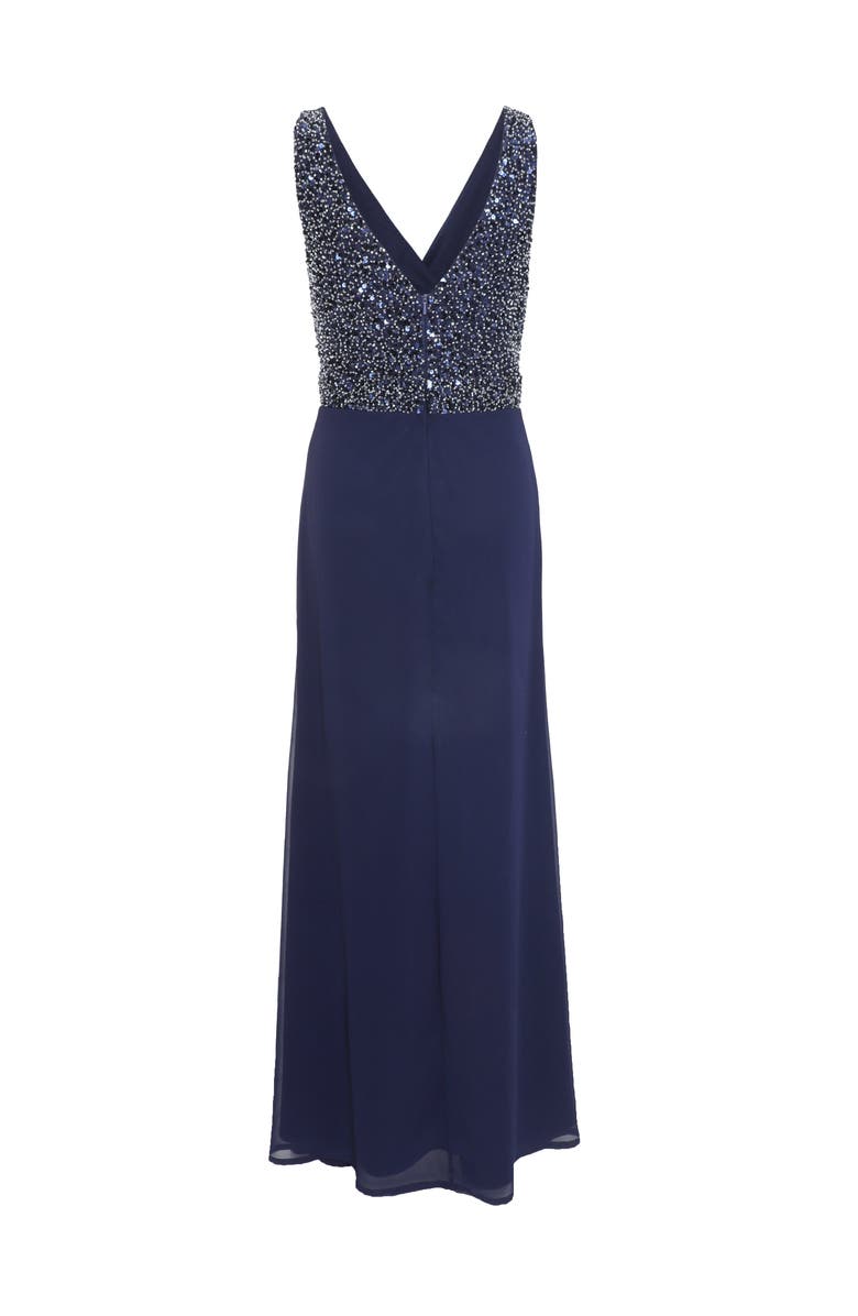 QUIZ Chiffon Embellished Wrap Split Evening Dress, Alternate, color, 