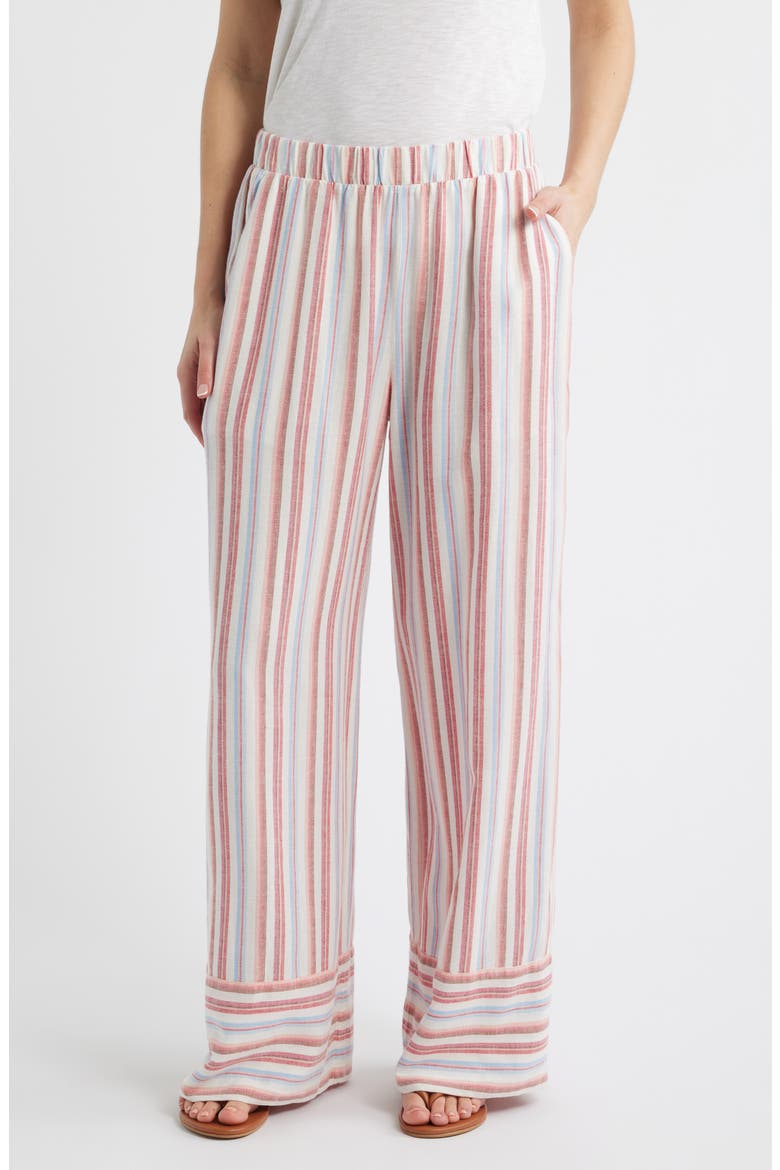 Stripe Linen Blend Wide Leg Pants, Main, color, TUSCAN SUNRISE STRIPE