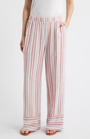 Cloth & Stone Stripe Linen Blend Wide Leg Pants
