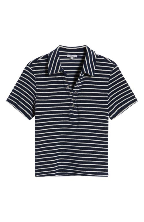 Rails Naveli Stripe Cotton Terry Cloth Polo In Navy Ivory Stripe