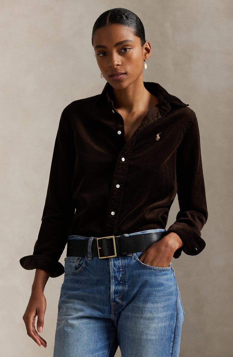 Polo Ralph Lauren Stretch Cotton Corduroy Button-Up Shirt, Alternate, color,