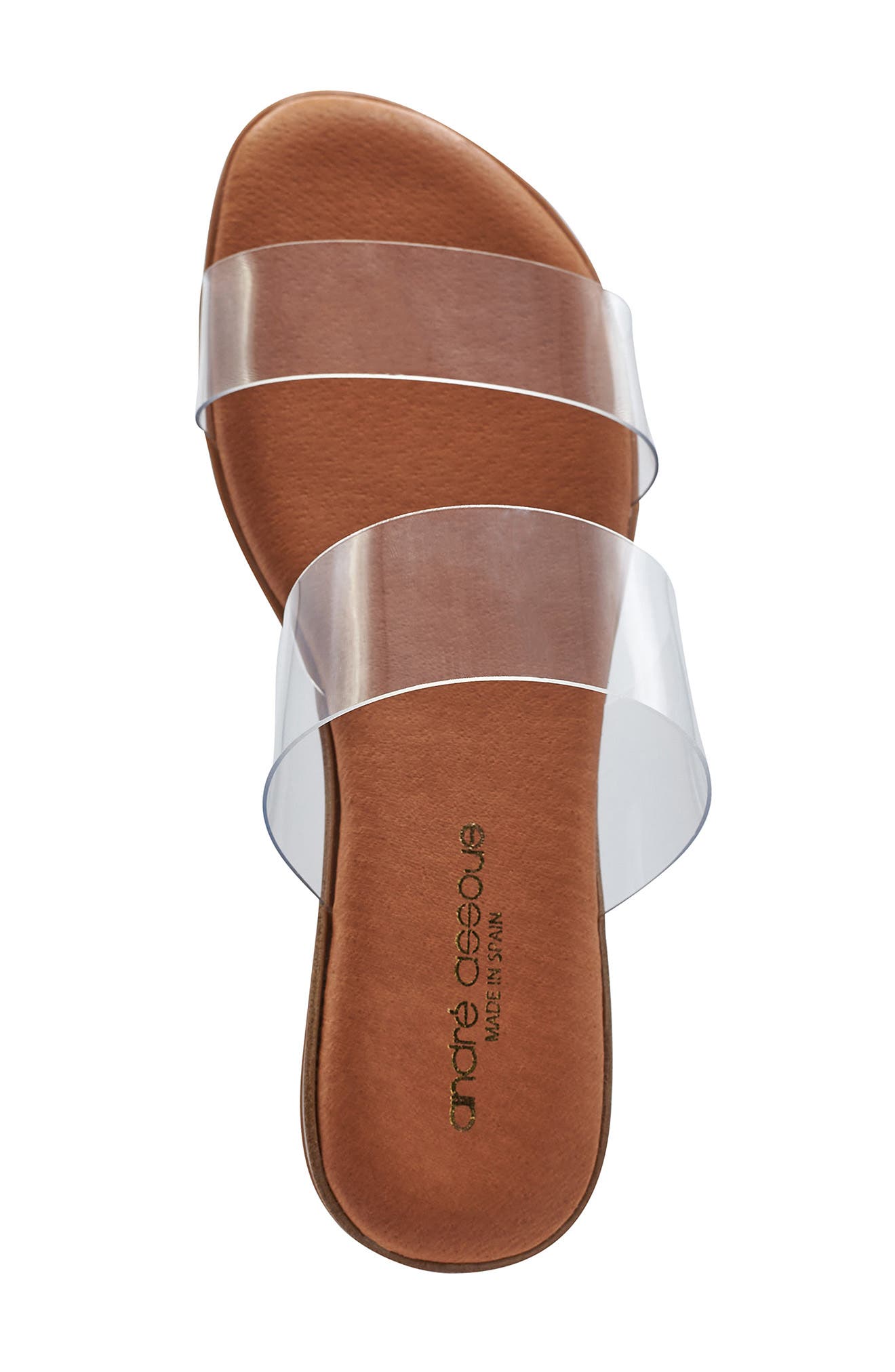 André Assous Narice Raffia Slide Sandal, Alternate, color, Clear Fabric