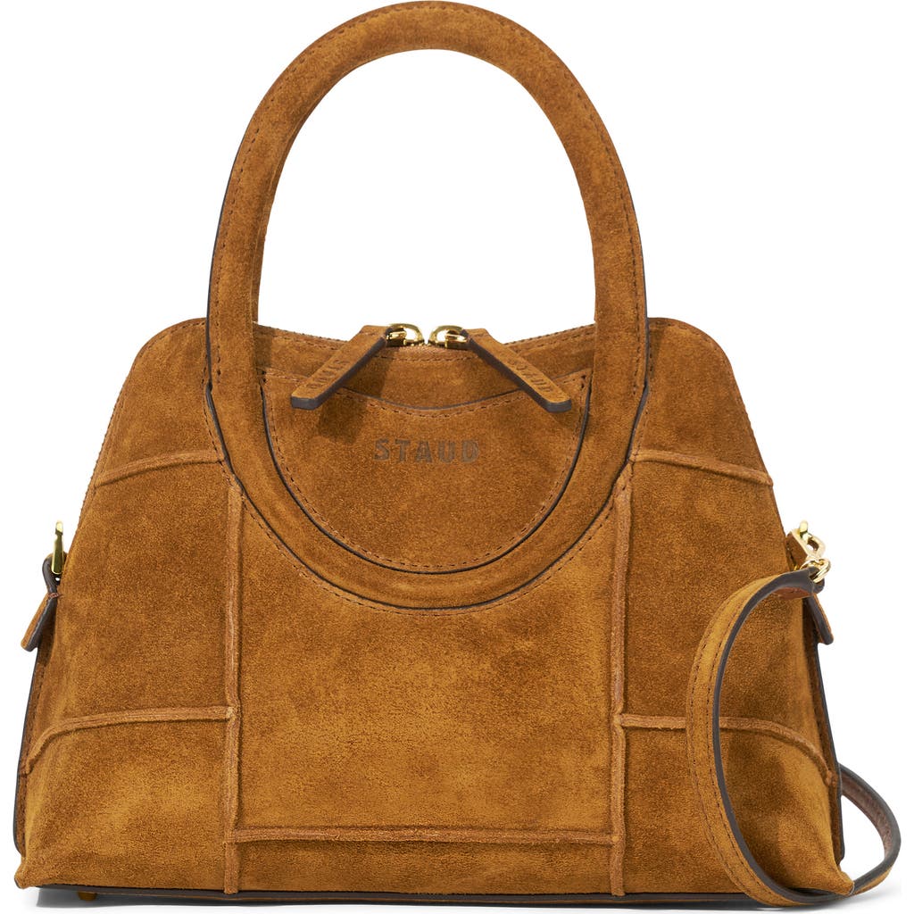 Staud Mini Naomi Suede Satchel In Brown