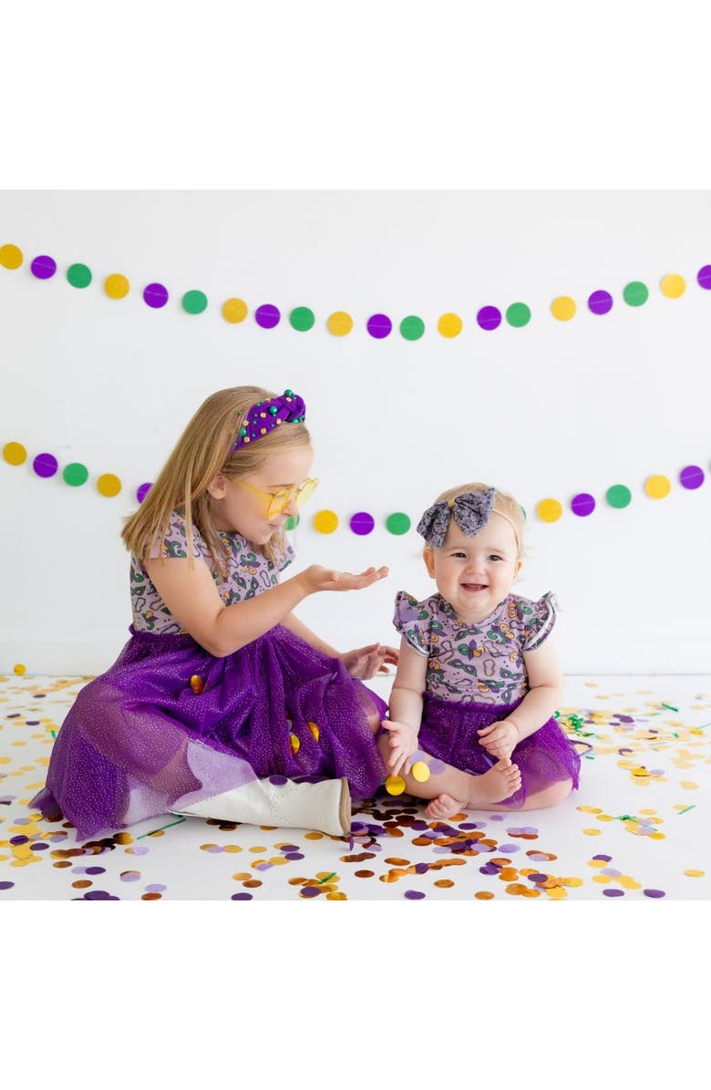 Sweet Wink Mardi Gras Short Sleeve Tutu Dress, Alternate, color, 