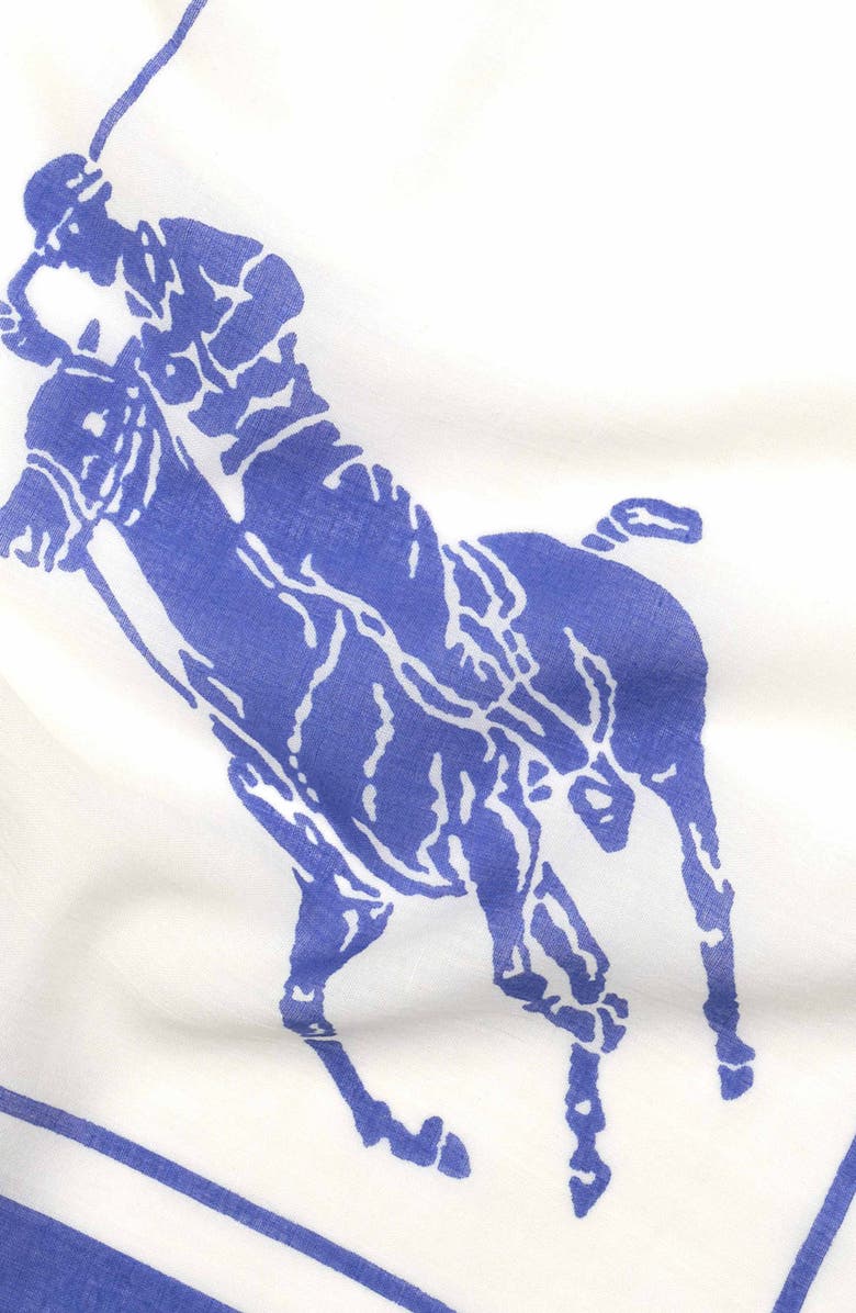 Polo Ralph Lauren Update Polo Pony Square Cotton Scarf, Alternate, color, Cream/Navy