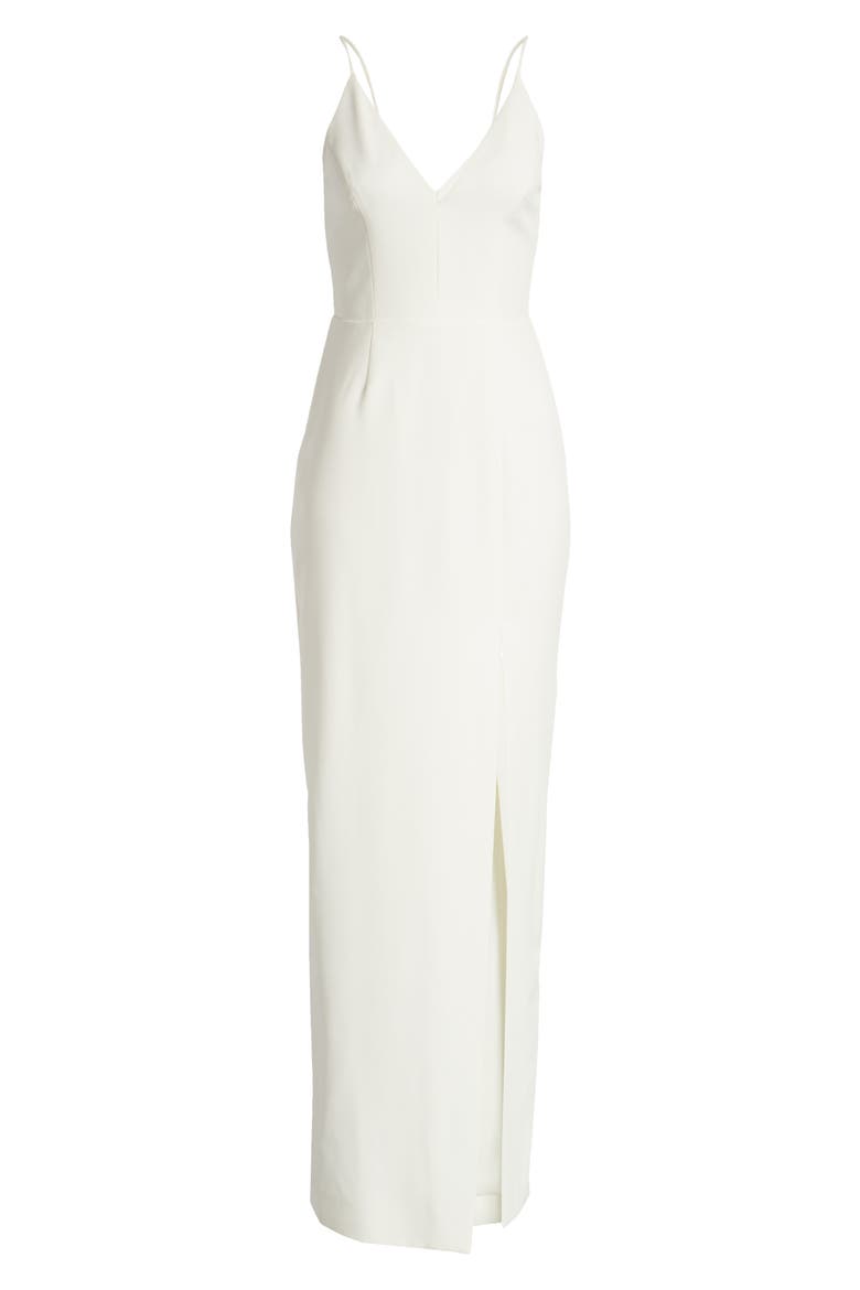 The Maisle Scuba Crepe Column Gown, Alternate, color, IVORY