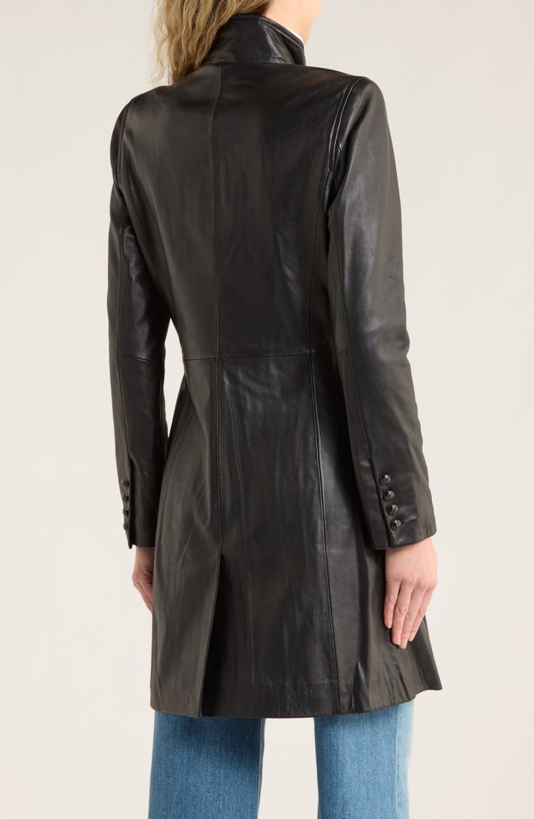 L'AGENCE Lyon Leather Military Coat, Alternate, color, Black