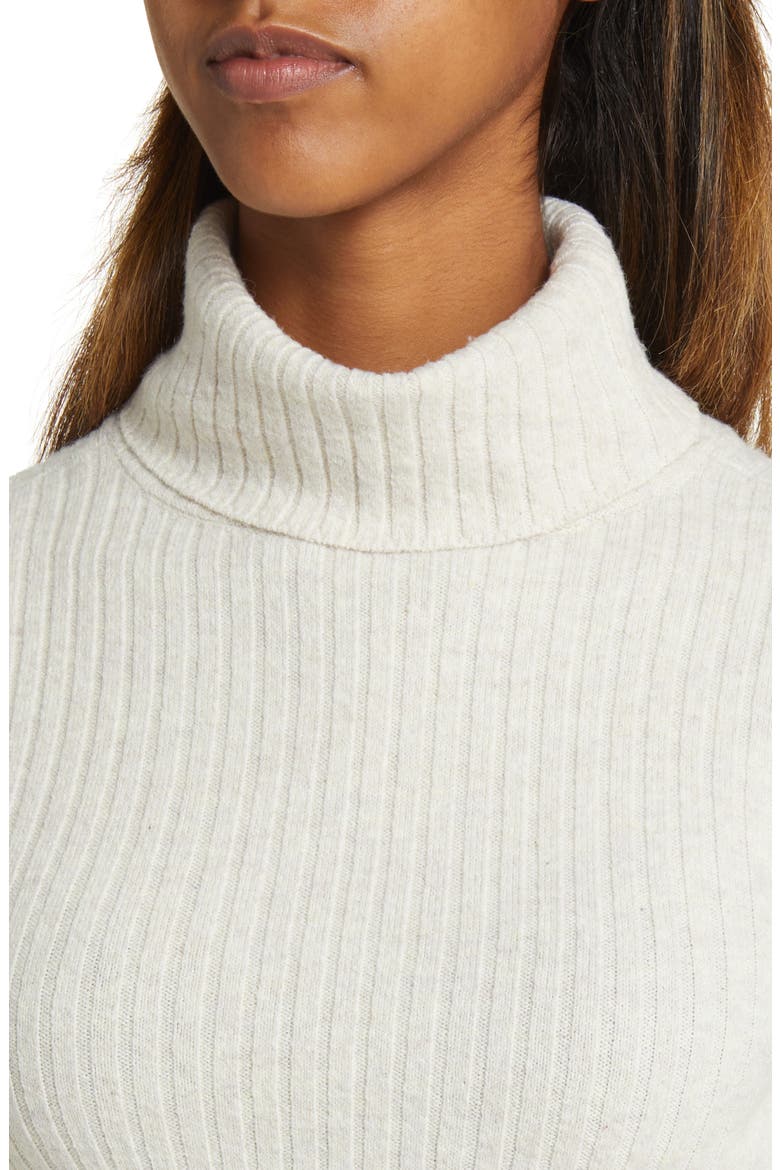 Rib Crop Turtleneck Sweater, Alternate, color, BEIGE OATMEAL LIGHT HEATHER