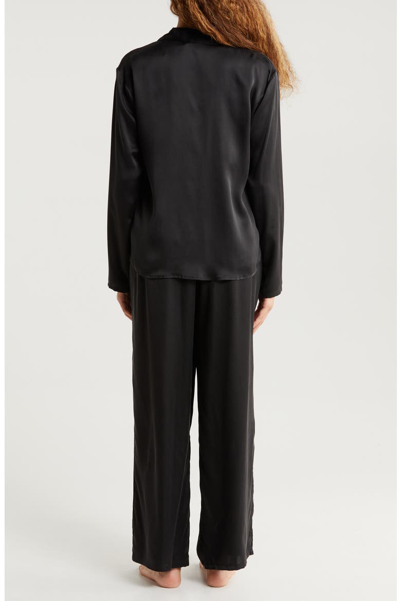 Washable Matte Silk Pajamas, Alternate, color, BLACK