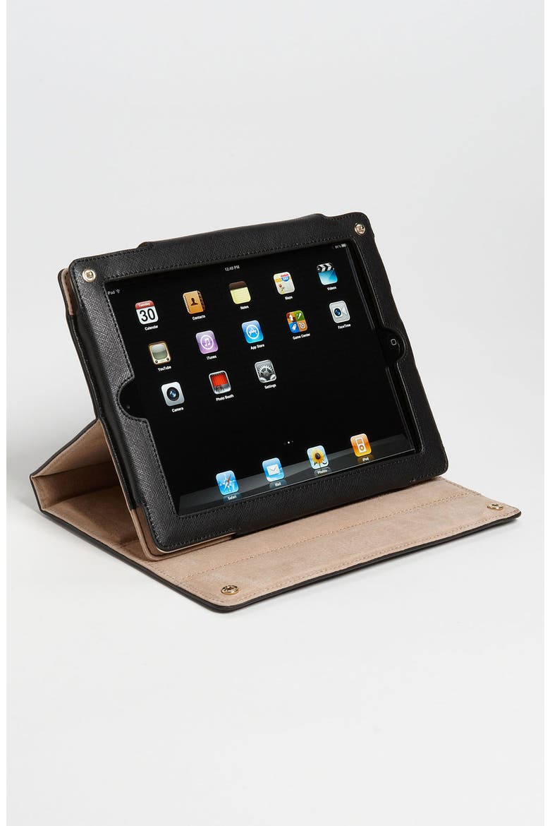 'Robinson' Saffiano Leather Tablet Case, Alternate, color, BLACK