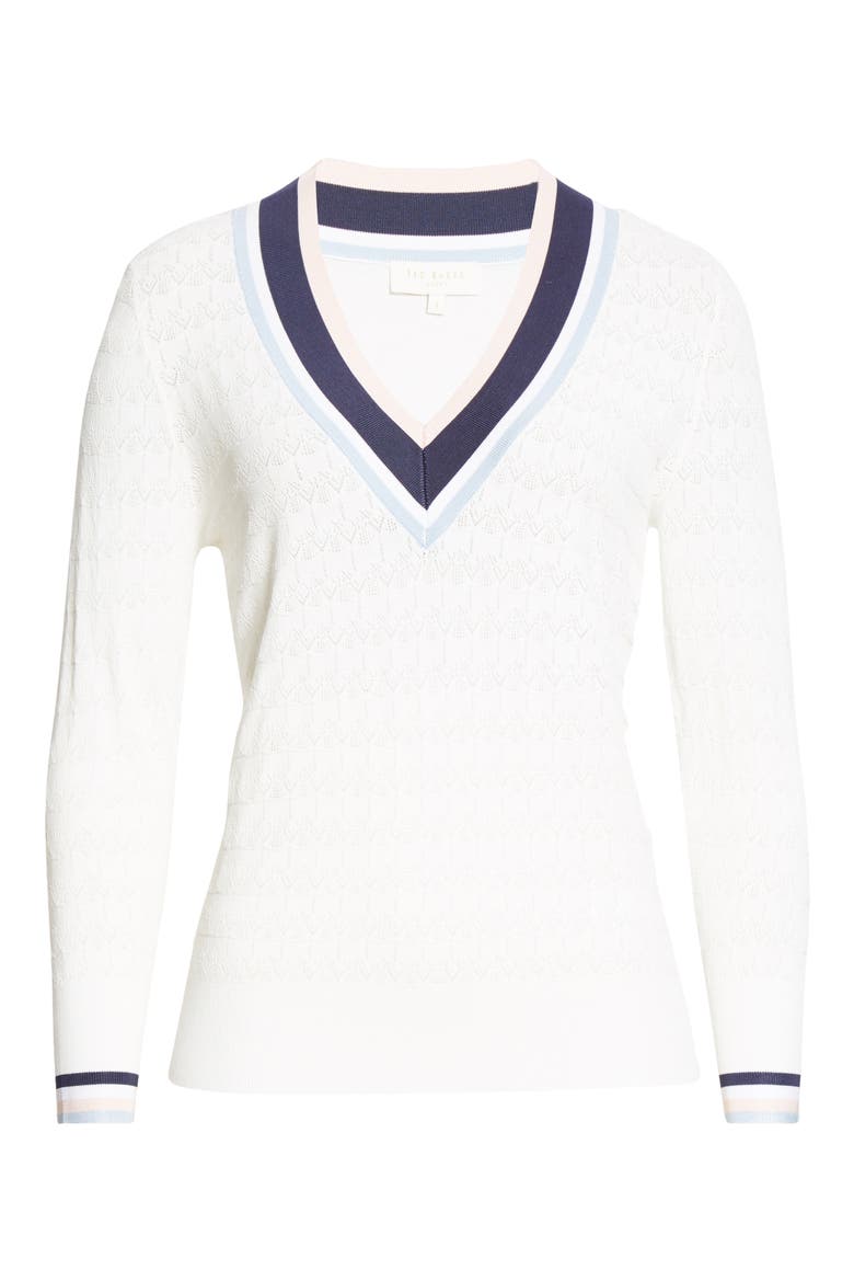 Almahh Cricket Stripe Sweater, Alternate, color, WHITE