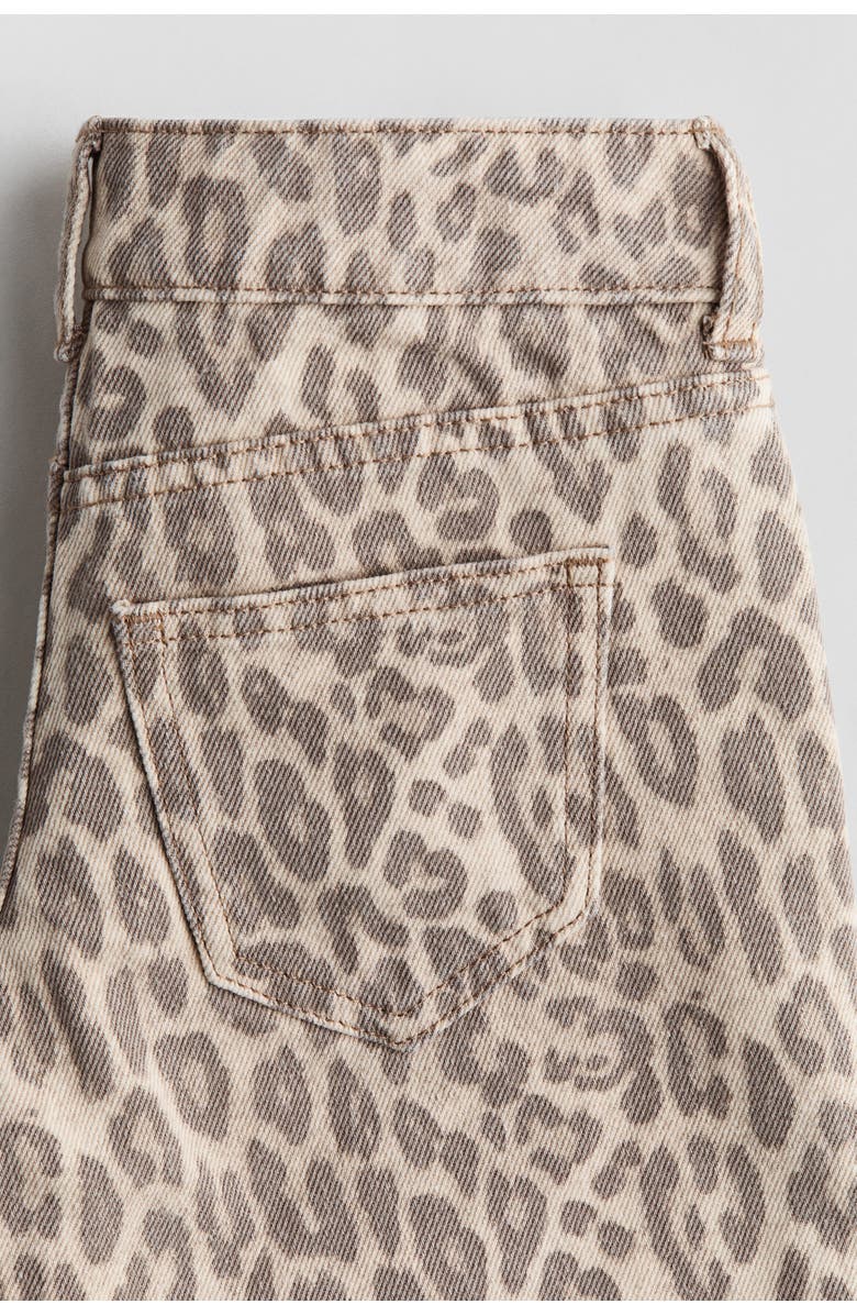 H&M Wide Leg Low Jeans, Alternate, color, Light Beige/Leopard Print