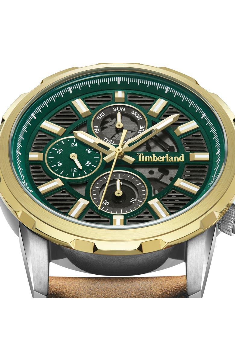 Timberland Hampton Harbour Multifunction Chronogrpah Leather Strap Watch, 46mm, Alternate, color, 