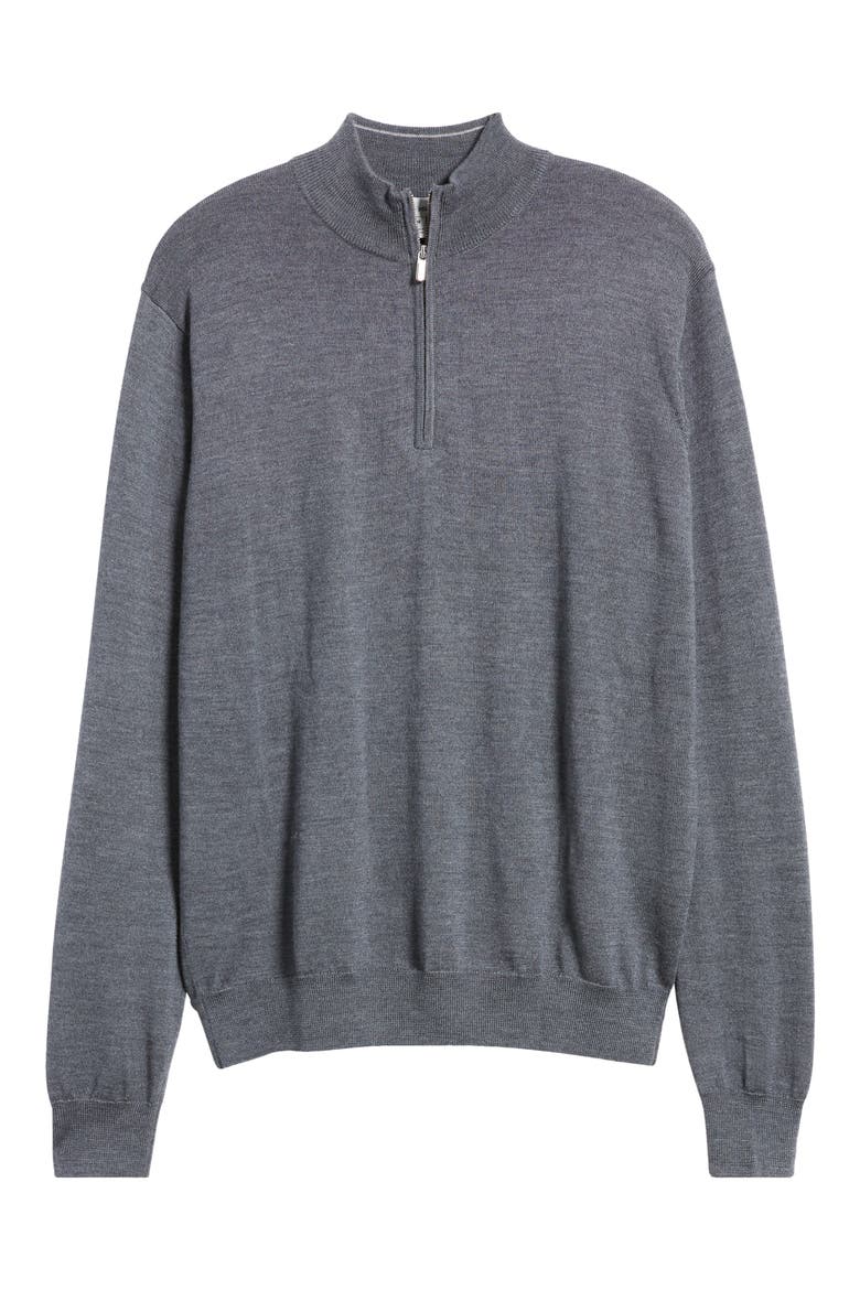 Crown Soft Quarter Zip Merino Wool Blend Pullover, Alternate, color, CHARCOAL