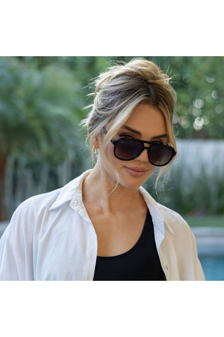 Indie - 57mm Aviator Polarized Sunglasses, Alternate, color, Black Cream Tortoise