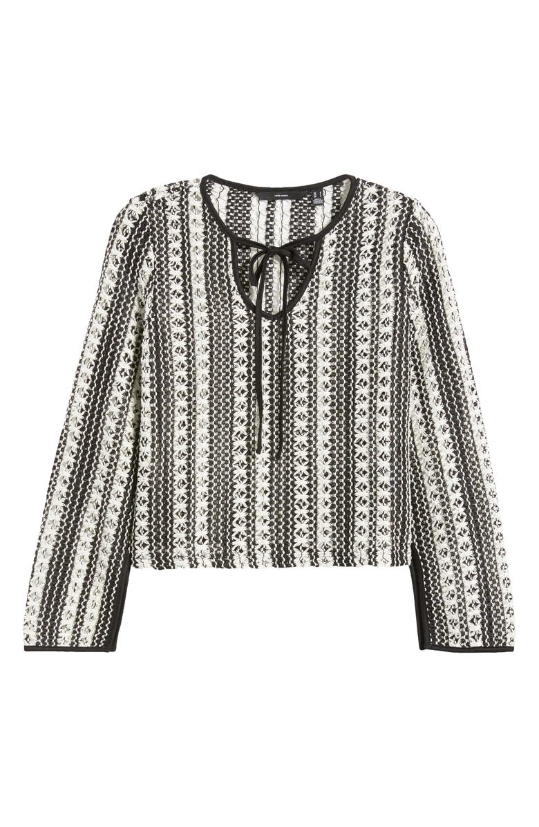 VERO MODA Ohio Open Stitch Sweater, Alternate, color, Black Stripes Snow