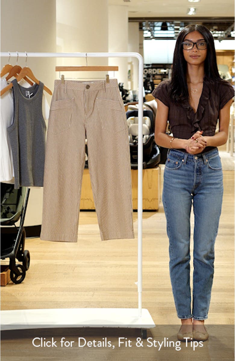Stripe Patch Pocket Crop Wide Leg Pants, sales video thumbnail