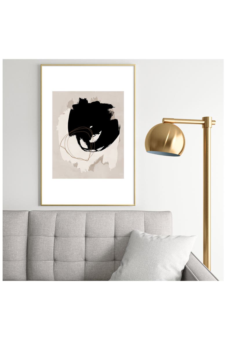 Abstract Brush Framed Art Print, Alternate, color, GOLDEN TONES