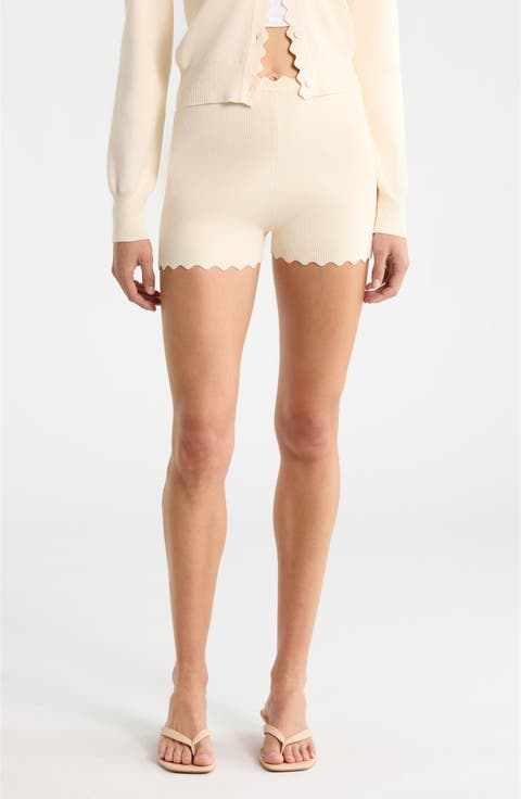 Scalloped Edge Knit Shorts