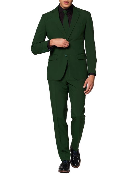 Glorious Green Trim Fit Two-Piece Suit with Tie