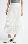 3.1 Phillip Lim Lace Trim Crepe Pleat Midi Skirt