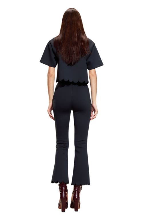 Cynthia Rowley Scallop Bonded Tee In Black