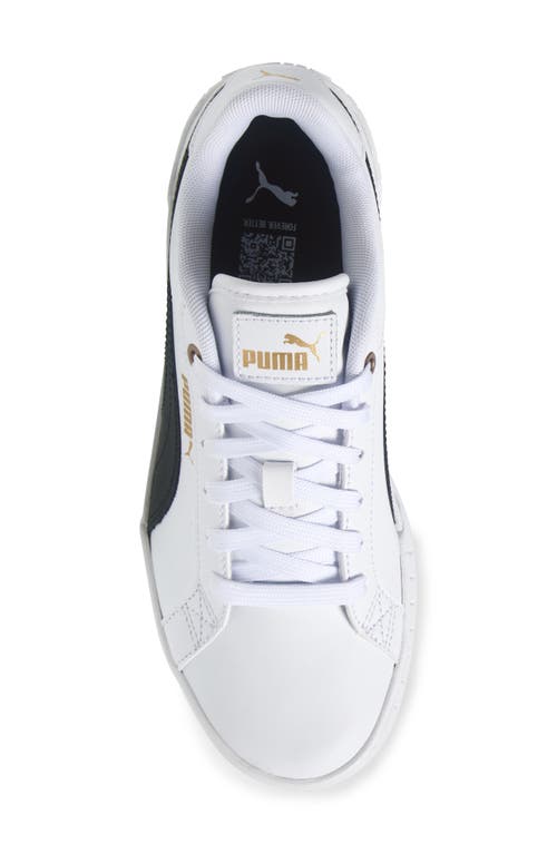 Puma Karmen Wedge Sneaker In  White- Black-gold