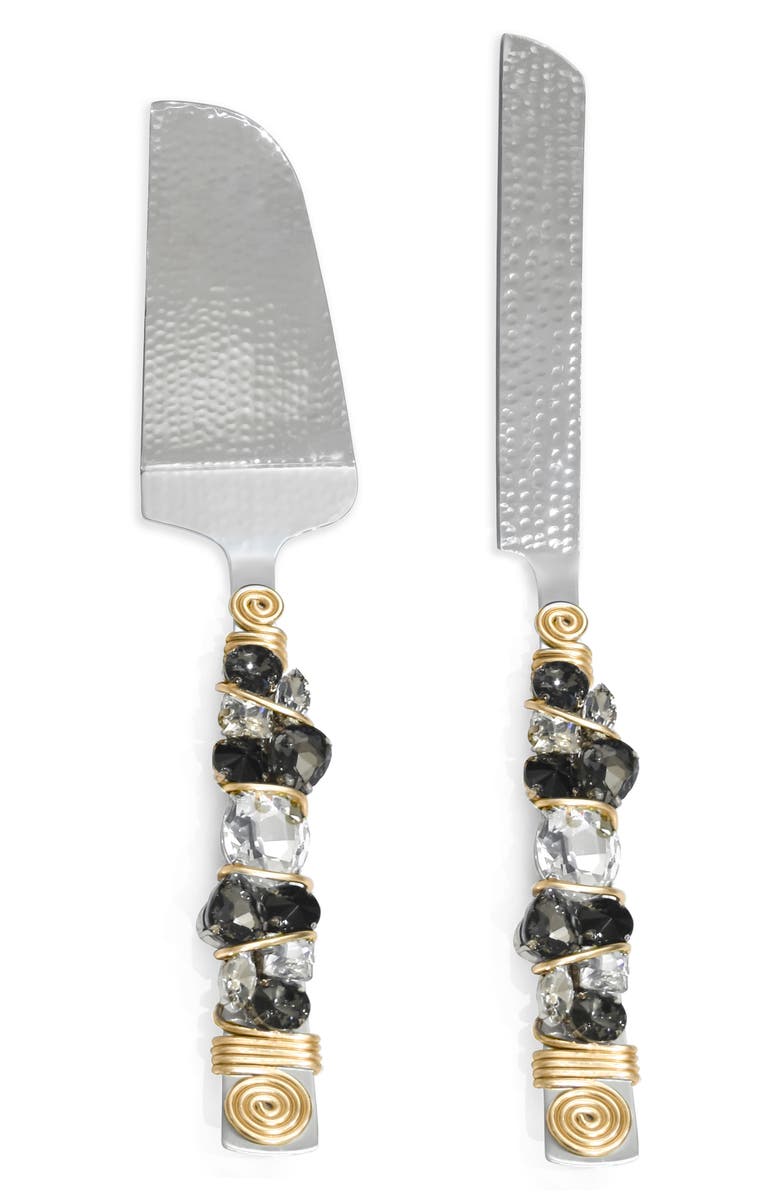 Tiramisu Embellished Radiance Constellation 2-Piece Cake Serving Set, Main, color, Black