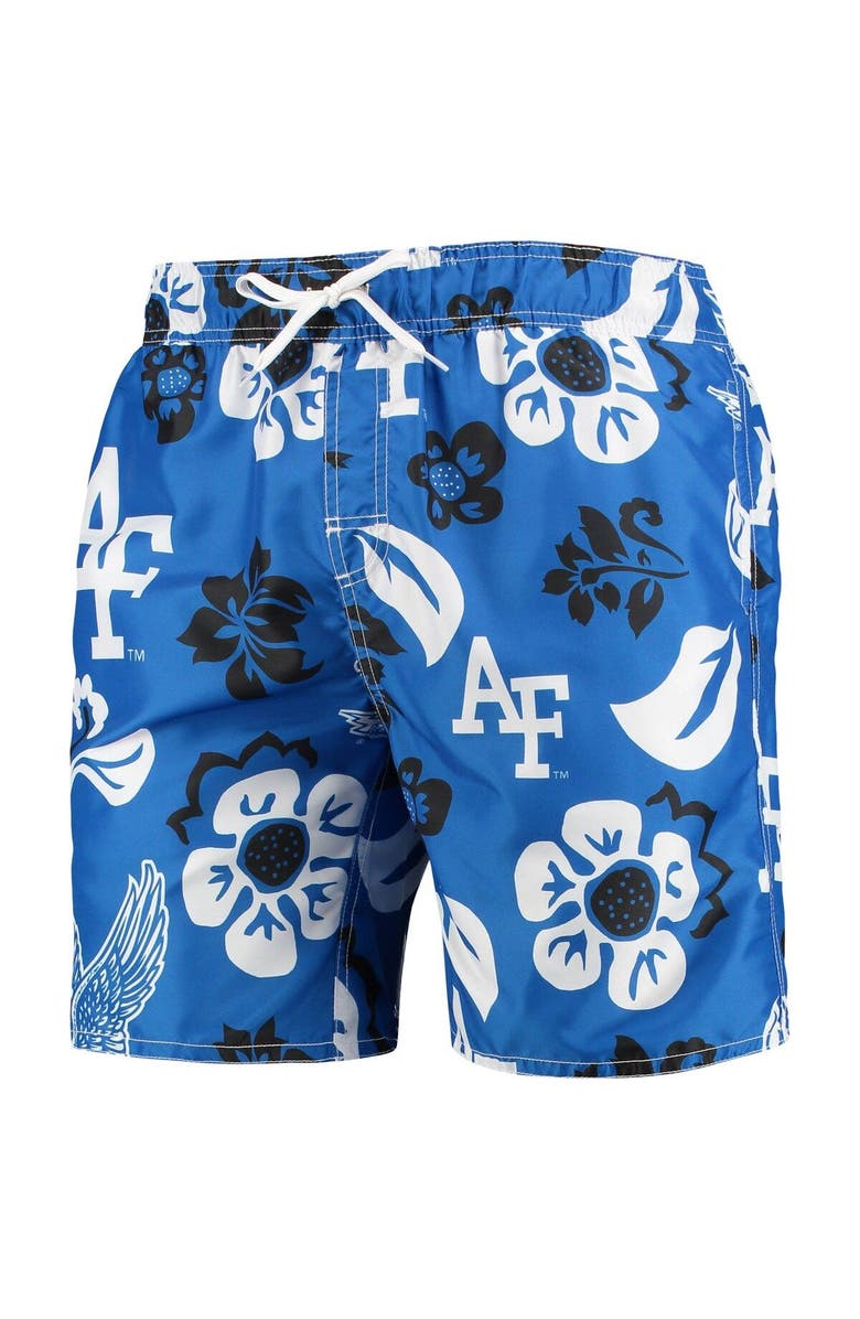 Wes & Willy Men's Wes & Willy Royal Air Force Falcons Floral Volley Swim Trunks, Alternate, color, Royal
