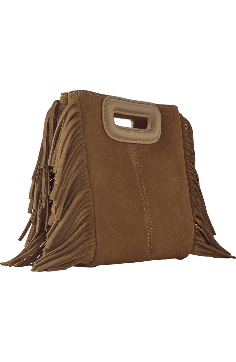 maje M mini bag in suede leather, Alternate, color, Camel