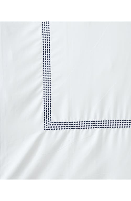 Lands' End 400 Thread Count Premium Supima Cotton No Iron Sateen Embroidered Duvet Bed Cover In Deep Sea Navy Dots