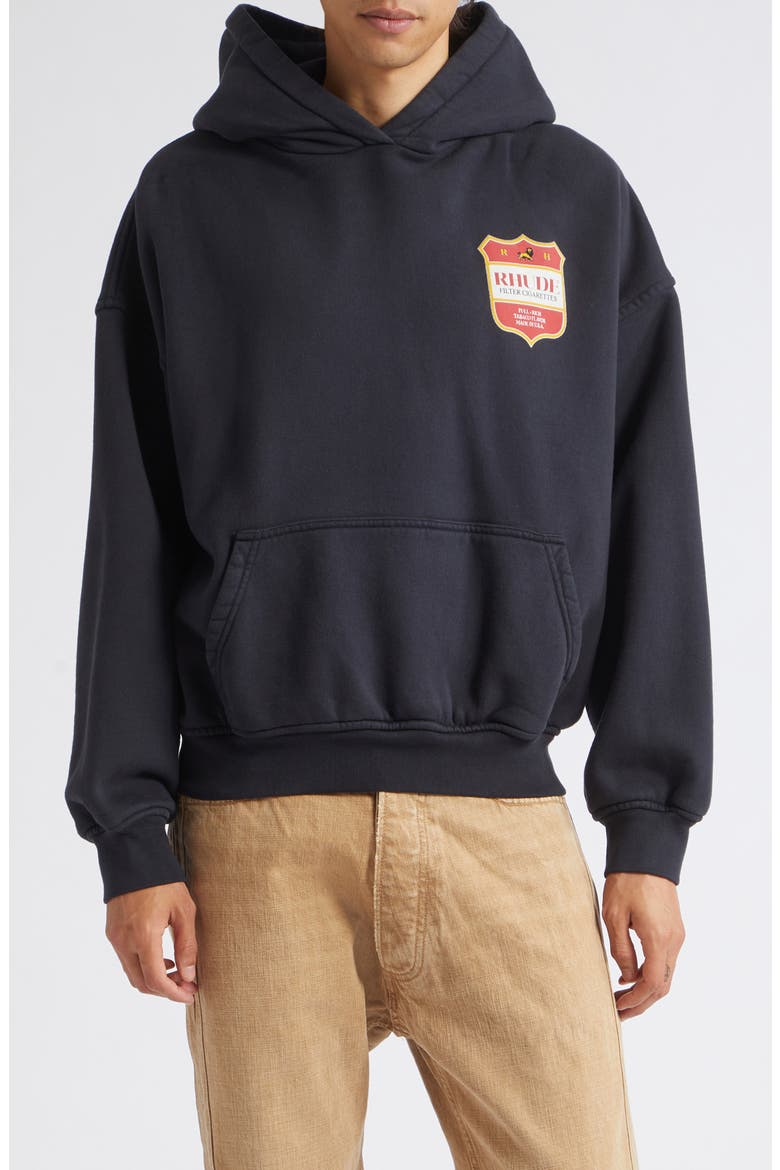 Filtaro Crest Logo Cotton Fleece Hoodie, Main, color, VINTAGE BLACK/ RED/ YELLOW