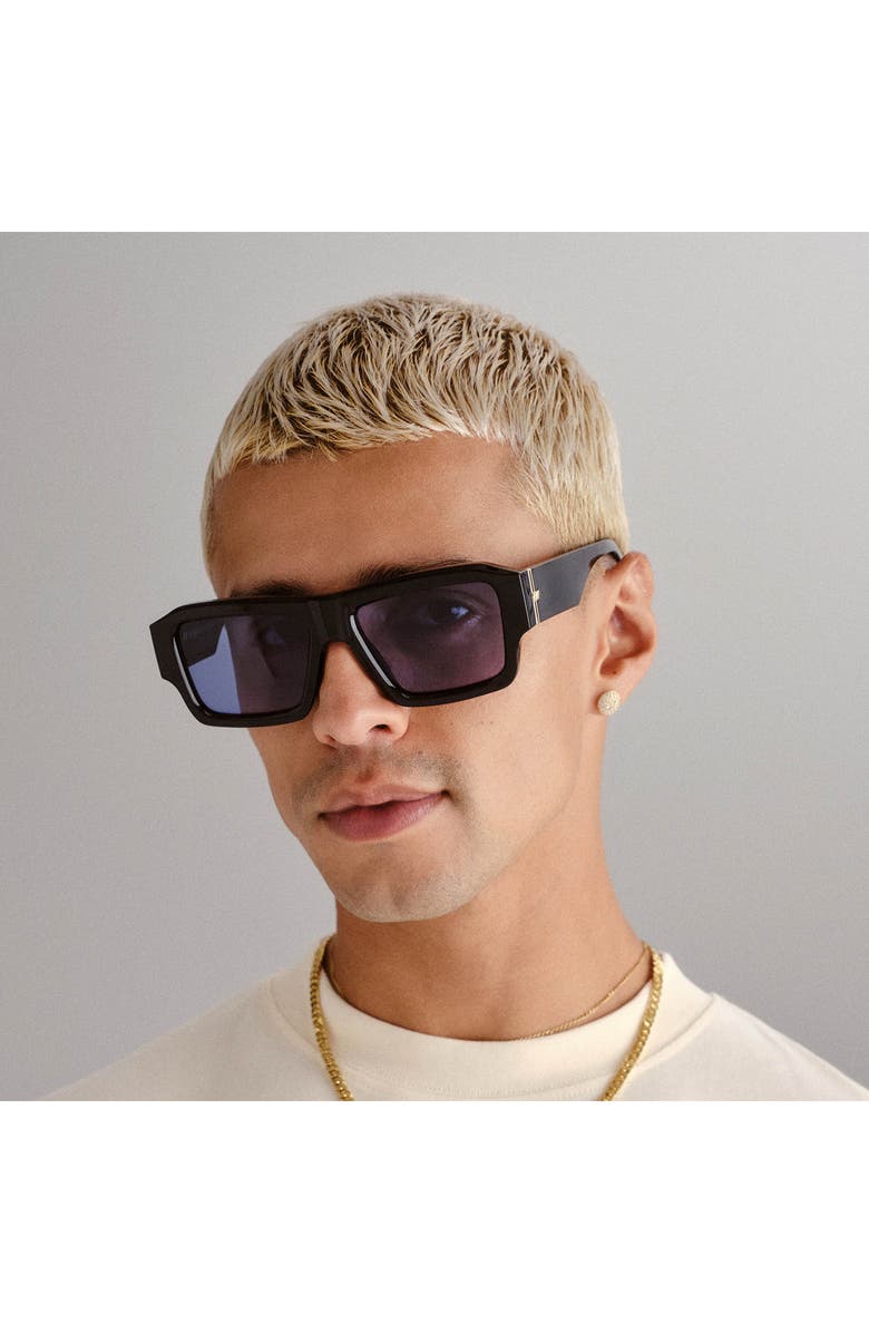 Le Specs Polygraph 55mm Rectangular Sunglasses, Alternate, color, Black