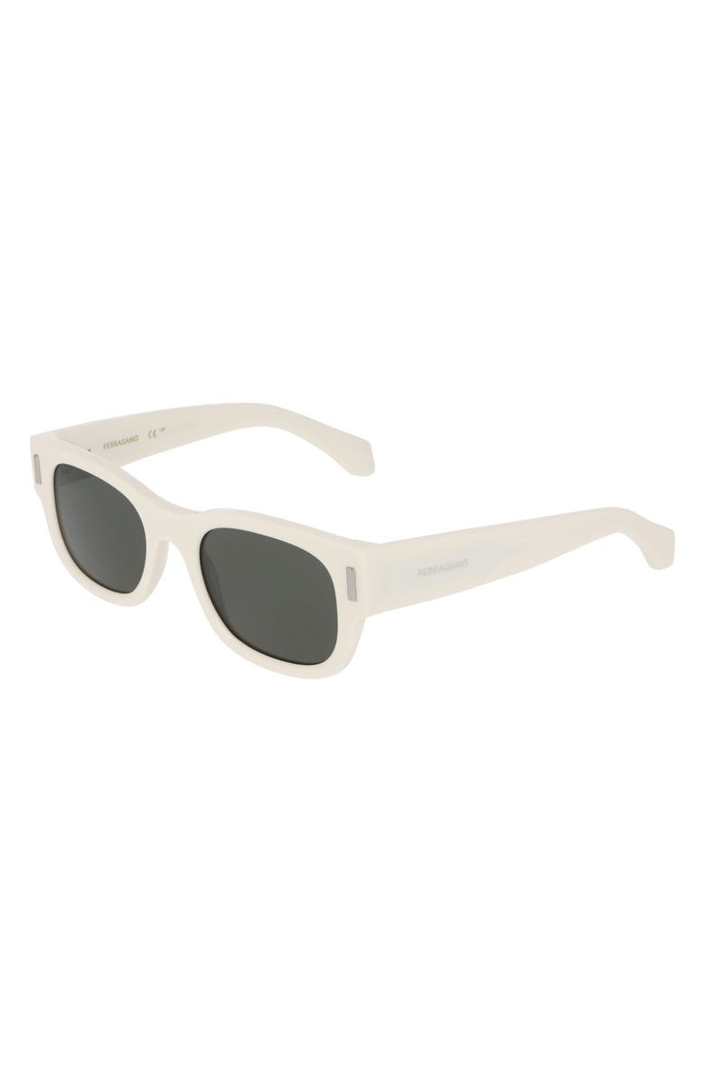 FERRAGAMO 51mm Modified Rectangular Sunglasses, Alternate, color, Ivory
