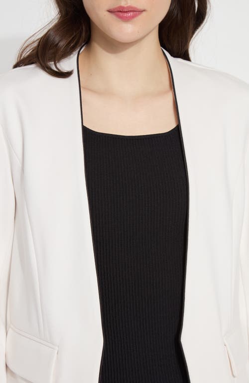 Lyssé Lysse Collarless Satin Trim Ponte Blazer In Gray