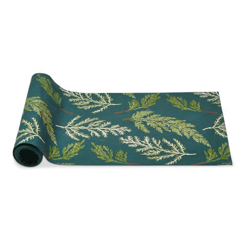 Juniper Sprig Table Runner Dark Green Cotton Spring Decor