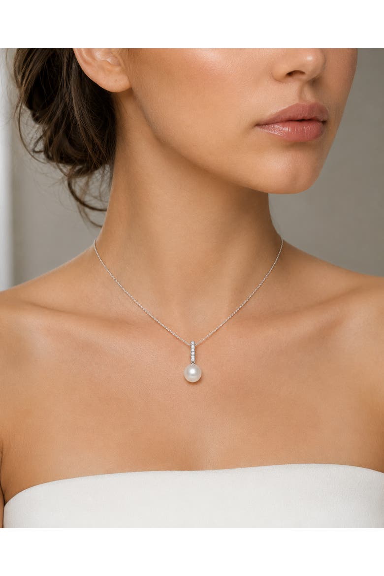 South Sea Pearl Dangling Diamond Pendant, Alternate, color, White Gold