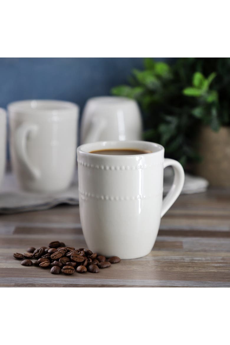 6 Piece Stoneware 12 Ounce Mug Set, Alternate, color, White