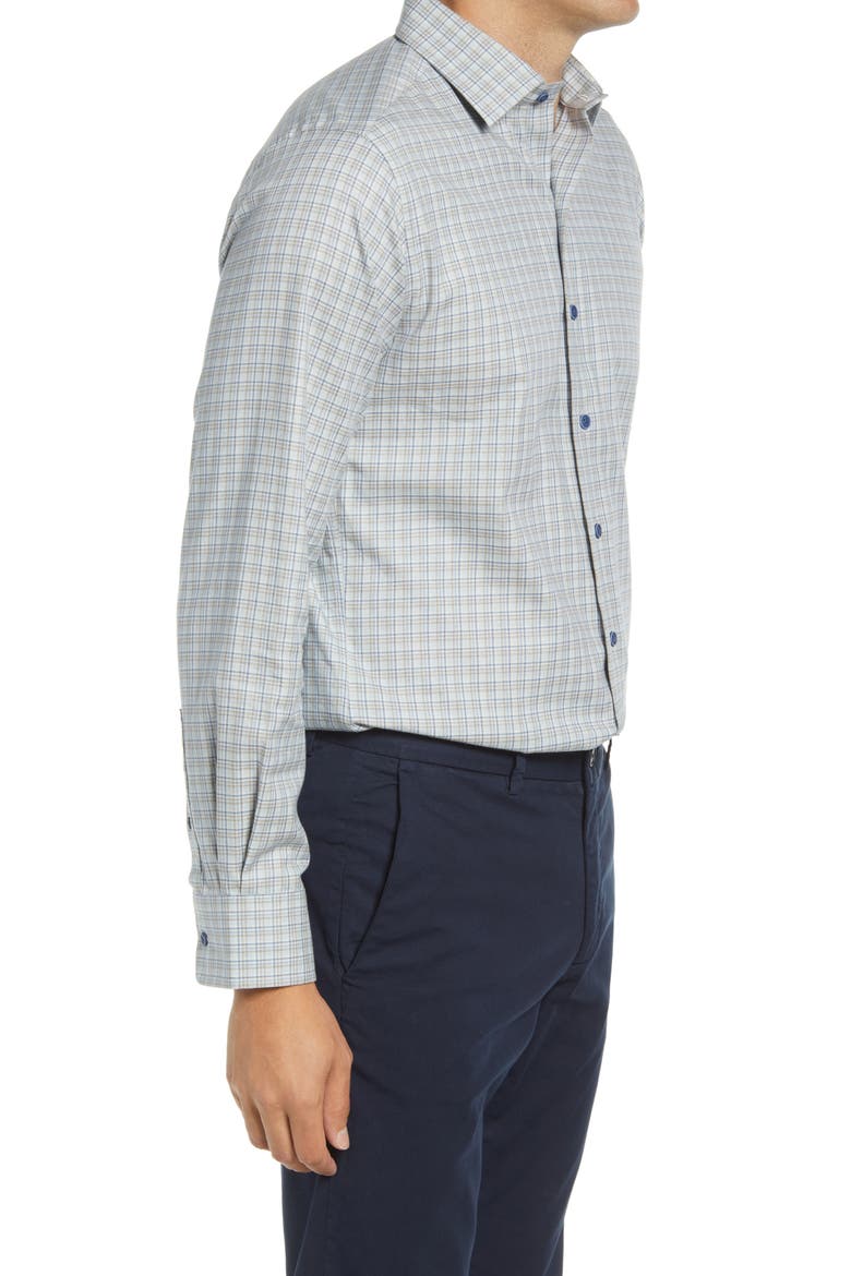 Trim Fit Check Dress Shirt, Alternate, color, BLUE