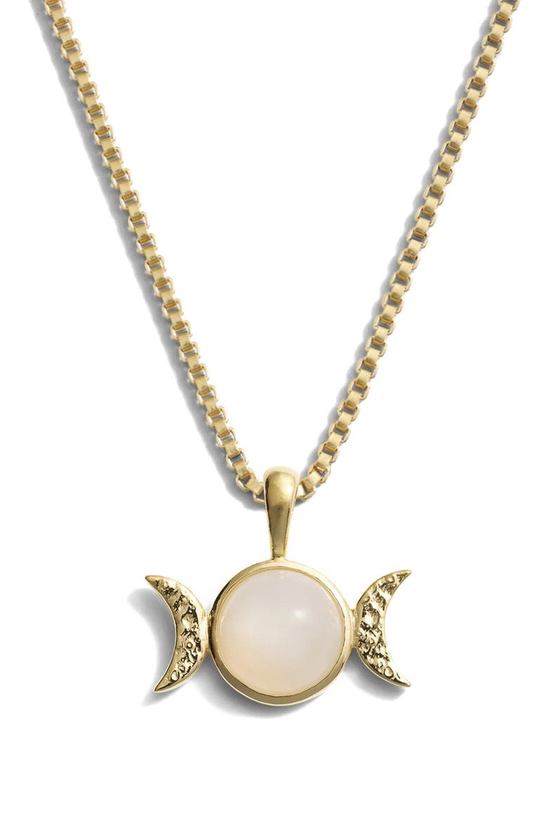 Mini Triple Moon Pendant Necklace, Main, color, 14K GOLD VERMEIL