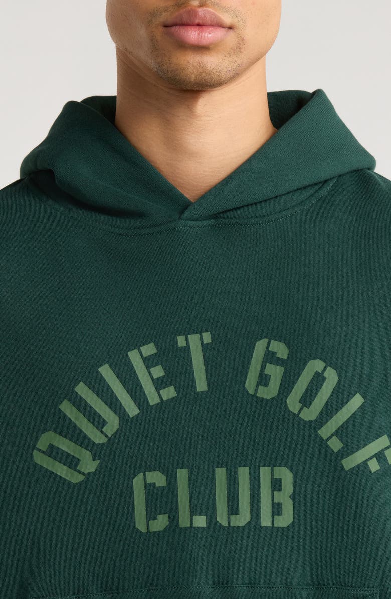 Quiet Golf Stencil Logo Cashmere Hoodie, Alternate, color, Forest