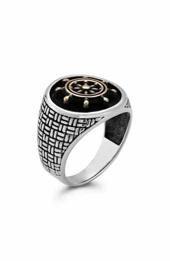Yield of Men Sterling Silver Wheel Signet Ring